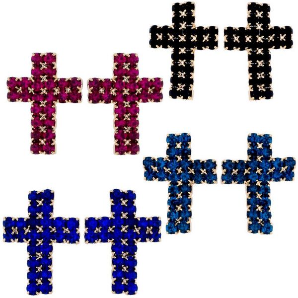 Imagem de Brinco fixo cruz de pedra strass - 0517059 Várias Cores