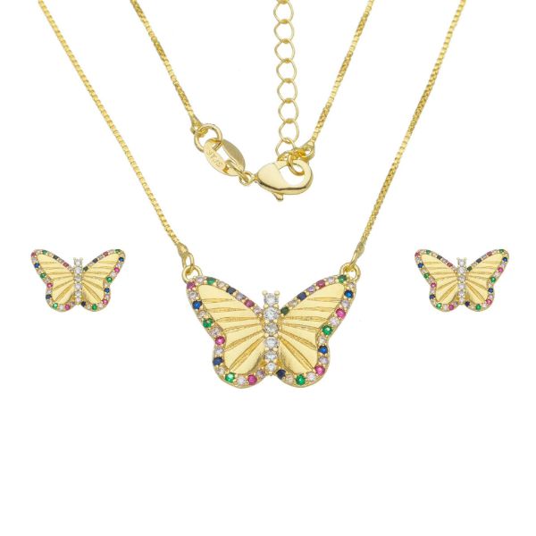 Imagem de Conjunto borboleta zircônia colorida - 1101185 