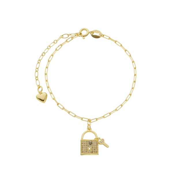 Imagem de Pulseira malha cartier com pingente cadeado - 0406048  -