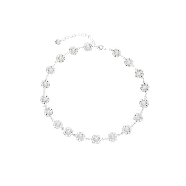 Imagem de Pulseira flor com pérola 4,5mm; 18cm - 0406206 -  