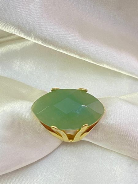 Imagem de Anel pedra jade verde natural  - 0107929