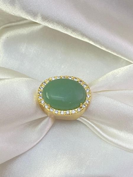 Imagem de Anel pedra jade verde  - 0107927