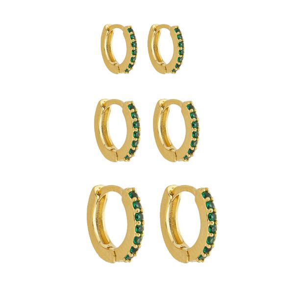 Imagem de Brinco trio argola zircônia verde  - 0526550