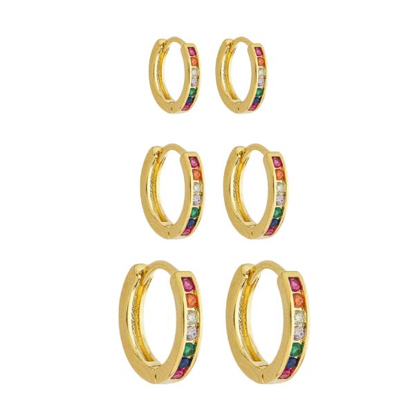 Imagem de Brinco trio argola zircônia colorido  - 0526231