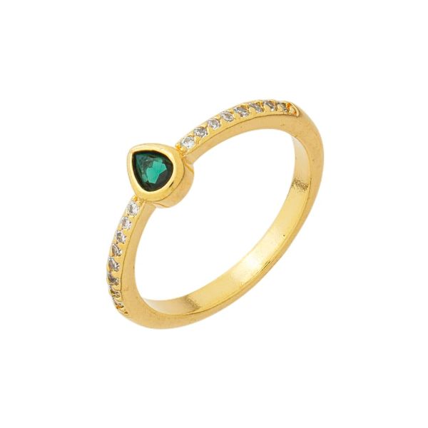 Imagem de Anel gota zircônia verde esmeralda  - 0107857