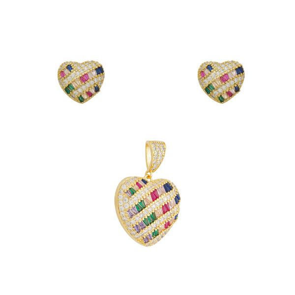 Imagem de Conjunto coração zircônia colorida - 1101423