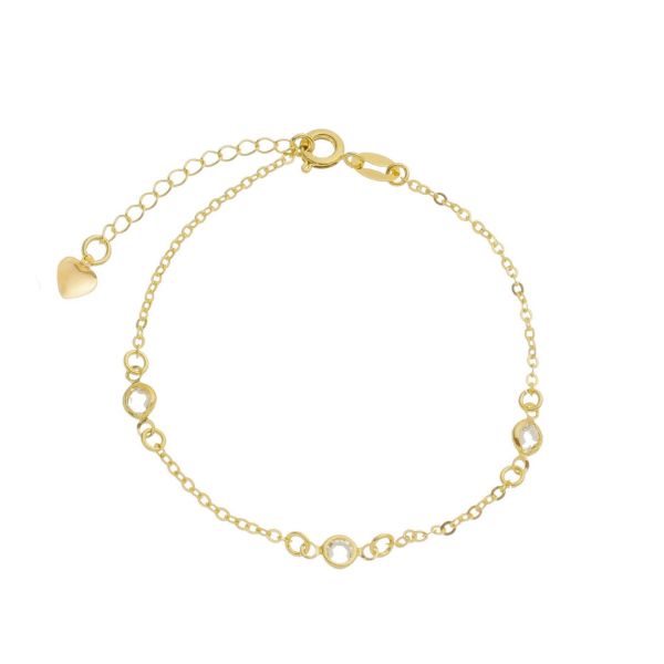 Imagem de Pulseira tiffany malha portuguesa com pedras cristal branca -0405853