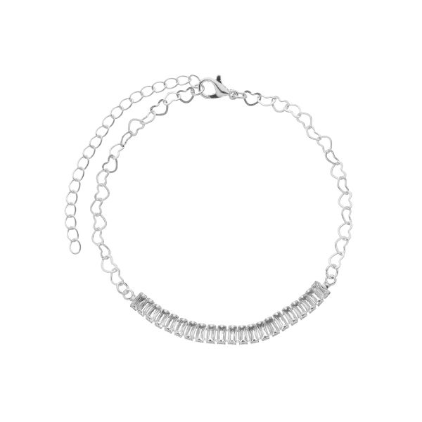 Imagem de Pulseira malha coração baguete zircônia - 0406504