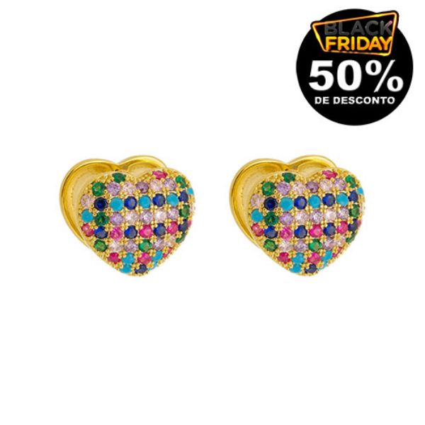 Imagem de Brinco coração pedras zircônia - 0524456 Cores