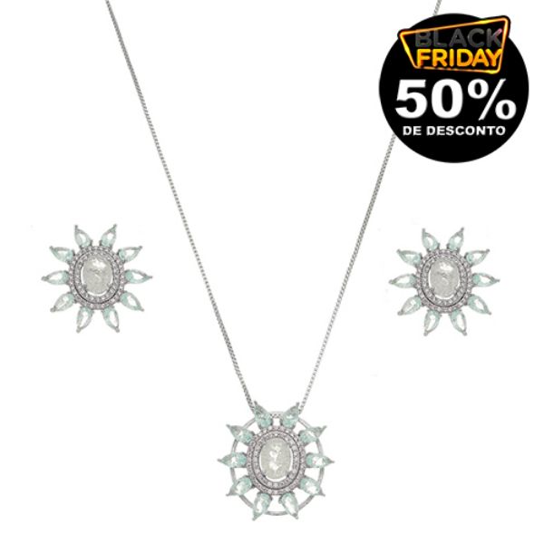 Imagem de Conjunto oval pedras zirconia - 1101150