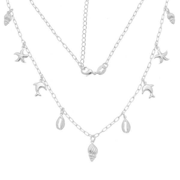 Imagem de Corrente com concha, búzios e golfinho - 0306804