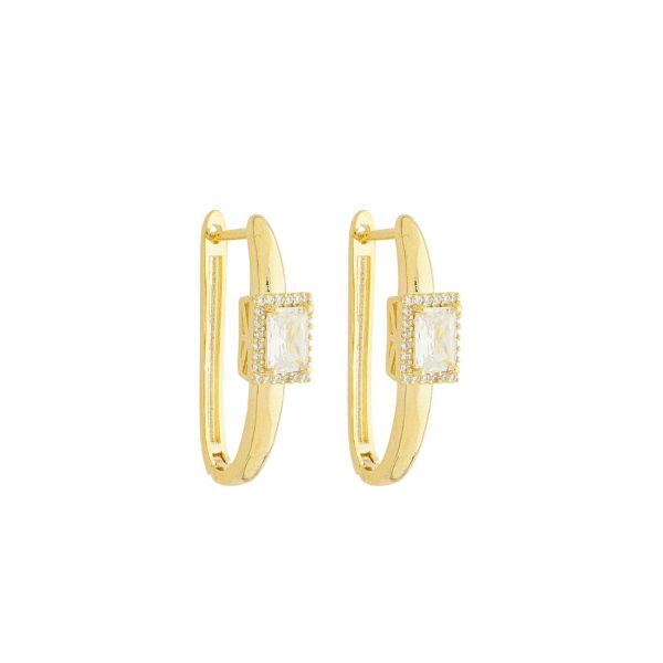 Imagem de Brinco argola oval  zircônia - 0528367