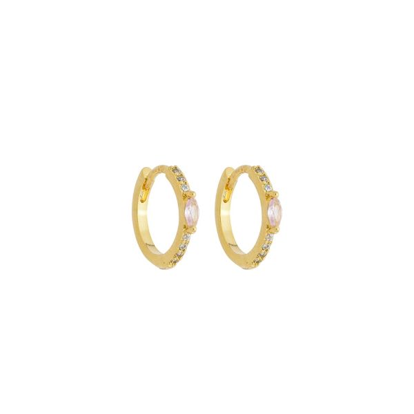 Imagem de Brinco argola navete rosa - 0527782