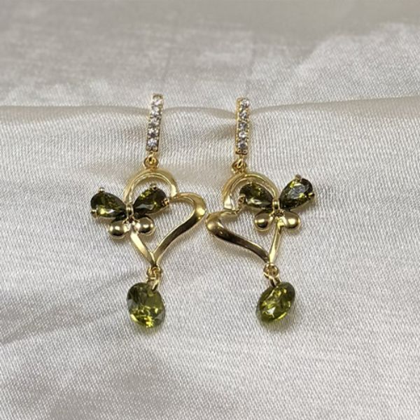 Imagem de Brinco coração peridoto zircônia  - 0528539