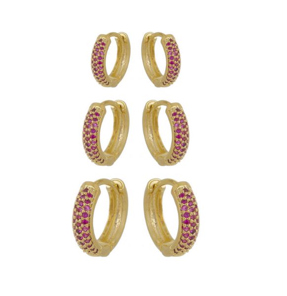 Imagem de Brinco trio zircônia pink  - 0523657