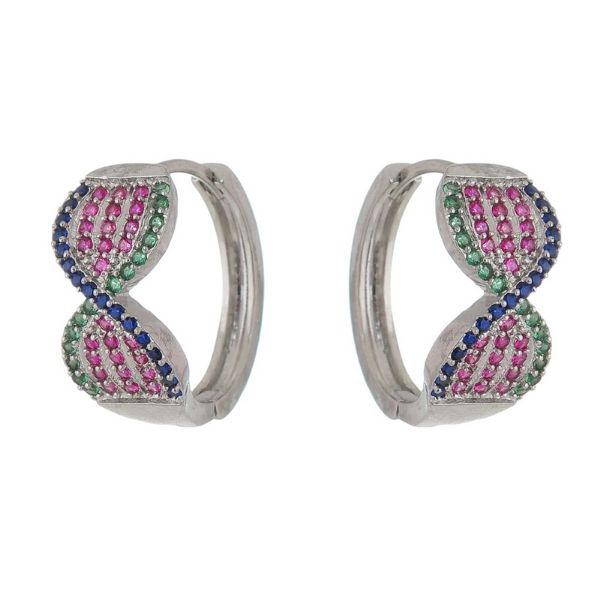Imagem de Brinco argola click zircônia colorida  - 0528794