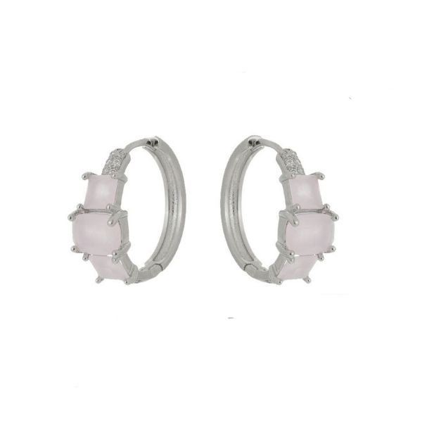 Imagem de Brinco argola click rosa leitoso - 0528795 -