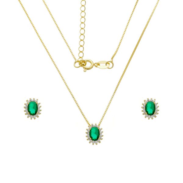 Imagem de Conjunto oval zircônia verde  - 1101387