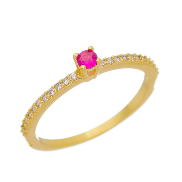 Imagem de Anel solitário pedra pink zircônia - 0106864