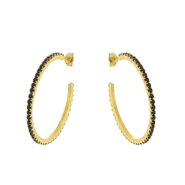 Imagem de Brinco argola strass preto  - 0517144