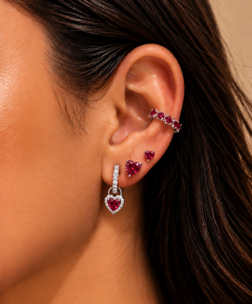 Imagem de Kit 3 Brinco Coração e piercing - 0528841 PINK
