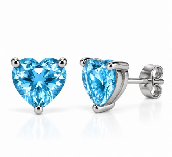 Imagem de Brinco coração 8x8mm zircônia - 0528843 AZUL