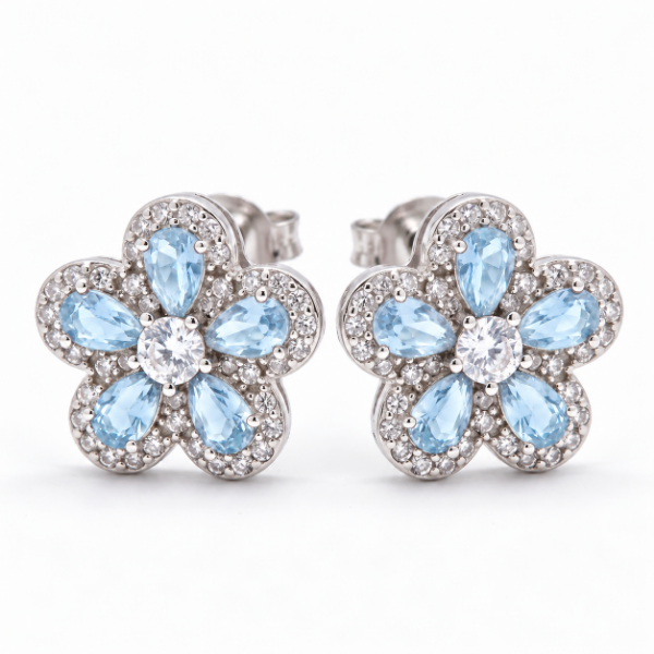 Imagem de Brinco flor zircônia - 0527483 AZUL