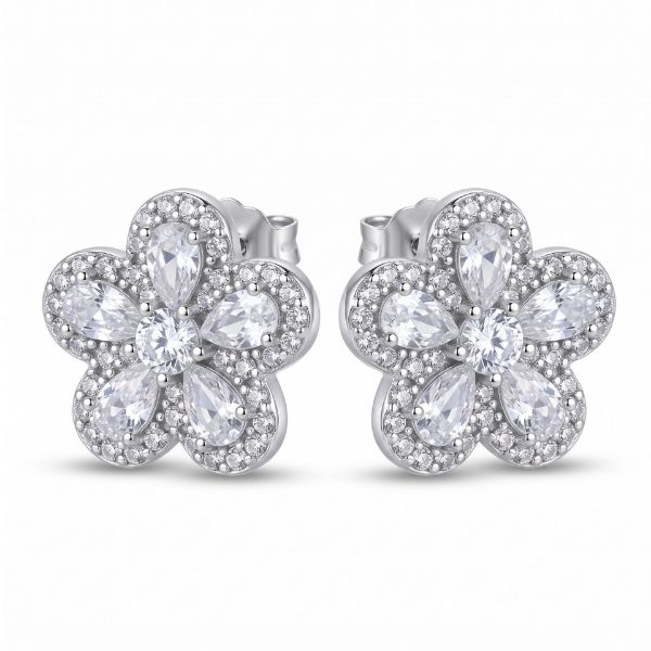 Imagem de Brinco flor zircônia - 0527483 BRANCO